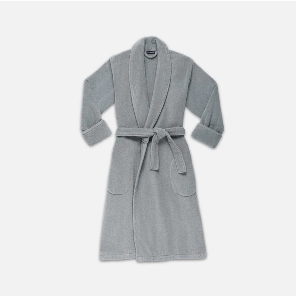 NWT Brooklinen Plush Robe in Smoke Gray— Unisex L
